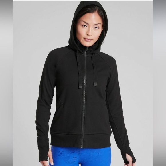 Athleta Jacket Women’s Small Triumph Hoodie Full Zip Activewear Black S - Picture 9 of 10
